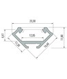 Alu hörnprofil Type C till inomhus IP20 LED strip - 1 meter, obehandlat aluminium