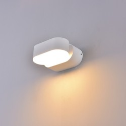 Vägglampor V-Tac 6W LED vit vägglampa - Oval, roterbar 350 grader, IP65 utomhusbruk, 230V, inkl. ljuskälla