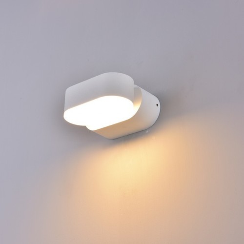 V-Tac 6W LED vit vägglampa - Oval, roterbar 350 grader, IP65 utomhusbruk, 230V, inkl. ljuskälla