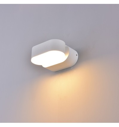 V-Tac 6W LED vit vägglampa - Oval, roterbar 350 grader, IP65 utomhusbruk, 230V, inkl. ljuskälla