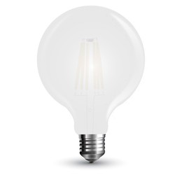 V-Tac 7W LED globlampa - Filament, matt glas, Ø9,5cm, E27