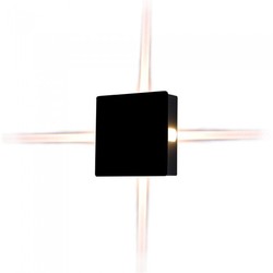 Upp/ned vägglampa Lagertömning: V-Tac 4W LED svart vägglampa - Kvadrat, IP65 utomhusbruk, 230V, inkl. ljuskälla