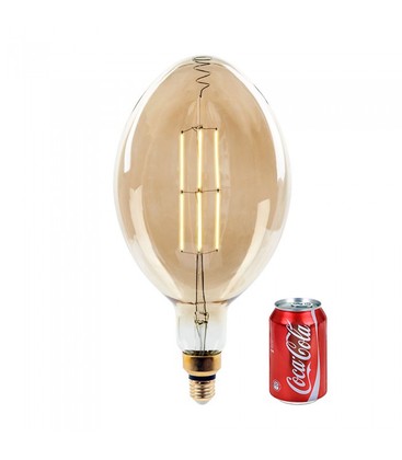 Outlet: V-Tac 8W LED jätte globlampa - Filament, Ø18 cm, dimbar, extra varmvitt, 2000K, E27