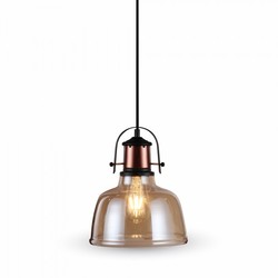 LED takpendel V-Tac glas pendellampa - Bärnstenfärgad, vintage stil, tygledning, E27