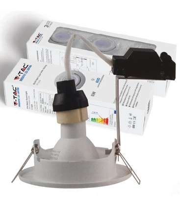 V-Tac 3-pak downlight med 5W ljuskälla - Vit front, komplett med GU10 håller och LED spot, inomhus