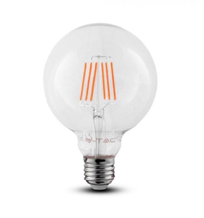 V-Tac 6W LED globlampa - Samsung LED chip, Filament, Ø12,5 cm, E27