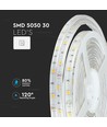 V-Tac 4,8W/m stänksäker LED strip - 5m, IP65, 30 LED per. meter