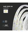 5m 9W/m stänksäker LED-strip - 24V DC, IP65, 60 LED per meter