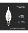 V-Tac 4W LED flammalampa - Filament, varmvitt, E14