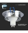 Downlight kit utan ljuskälla - Hål: Ø7,5 cm, Mål: Ø9,1 cm, borstad aluminium, välj MR16 eller GU10 sockel