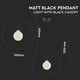 V-Tac geometrisk pendellampa - Matt svart, rund, E27