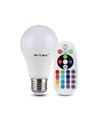 V-Tac 6W RGB LED lampa - Med RF fjärrkontroll, E27