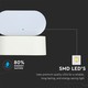 V-Tac 6W LED vit vägglampa - Oval, roterbar 350 grader, IP65 utomhusbruk, 230V, inkl. ljuskälla