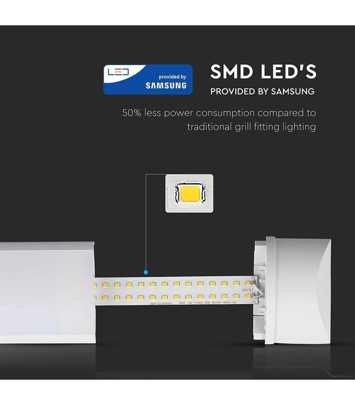 show original title Details about   Tube LED Prismatic Ceiling 20W Length 60 cm Chip Samsung V-Tac VT-8-20 