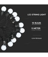 V-Tac LED ljusslinga med 10 st. 0,5W lampor - 5 meter, IP44, 230V, inkl. ljuskälla