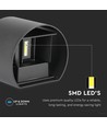 5W LED vägglampa - IP65 utomhus, rund, svart, justerbar spridning, inkl. ljuskälla