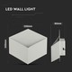 Lagertömning: V-Tac 3W LED vägglampa - Vit, IP20 inomhus, 230V, inkl. ljuskälla