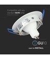 Downlight kit utan ljuskälla - Hål: Ø7,5 cm, Mål: Ø9,1 cm, matt vit, välj MR16 eller GU10 sockel