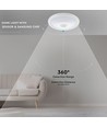 V-Tac 12W LED sensorarmatur - Samsung LED chip, PIR sensor, IP20 inomhus, 230V, inkl. ljuskälla