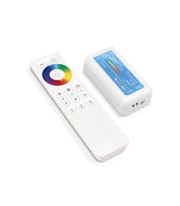 RGB+W controller med tillhörande fjärrkontroll för styrning av LED-lister.