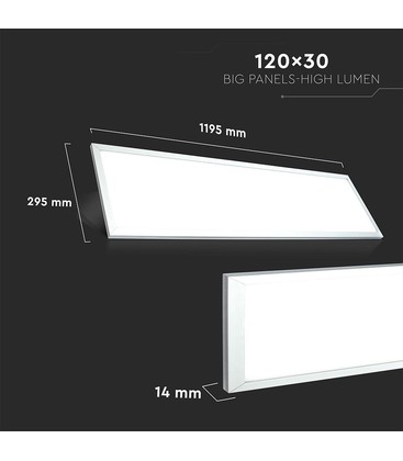 Måttskiss som visar de exakta dimensionerna för en 120x30 LED-panel.